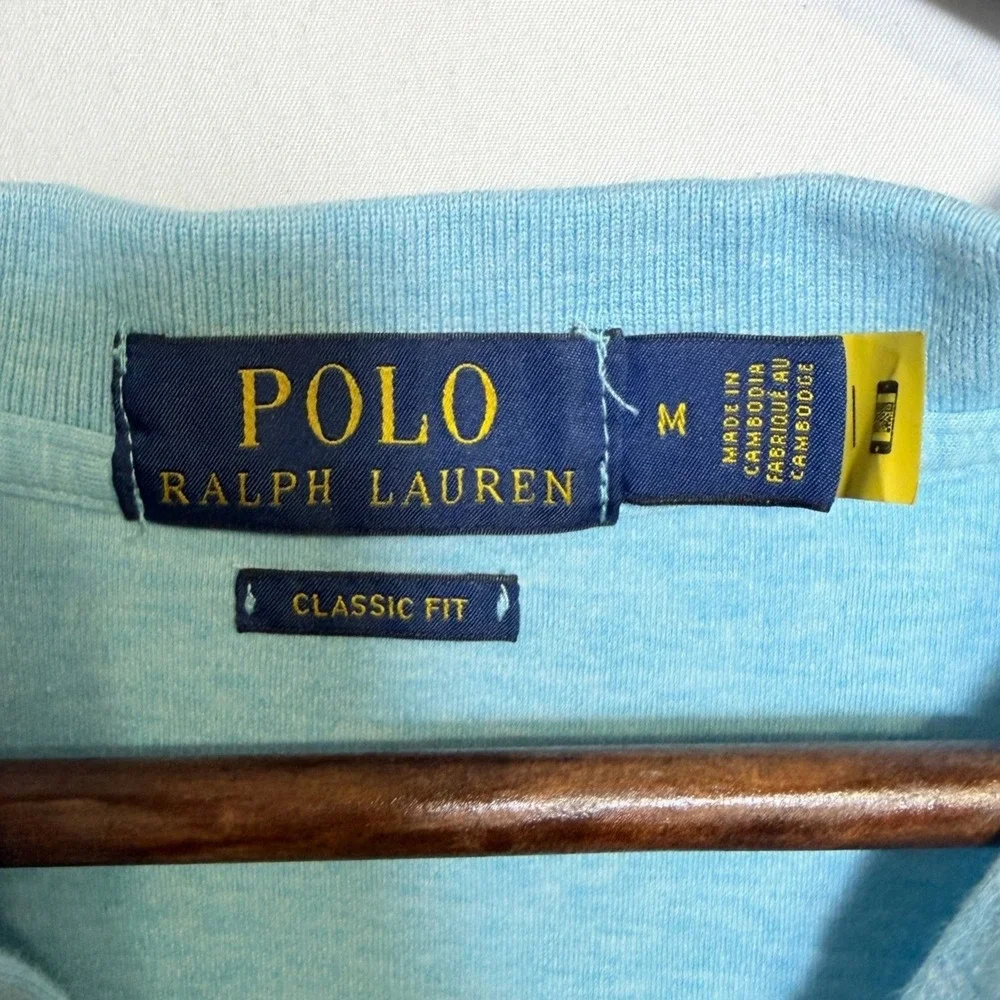 Polo Ralph Lauren Mens Classic Fit Short Sleeve Polo Shirt Light Blue Heather M